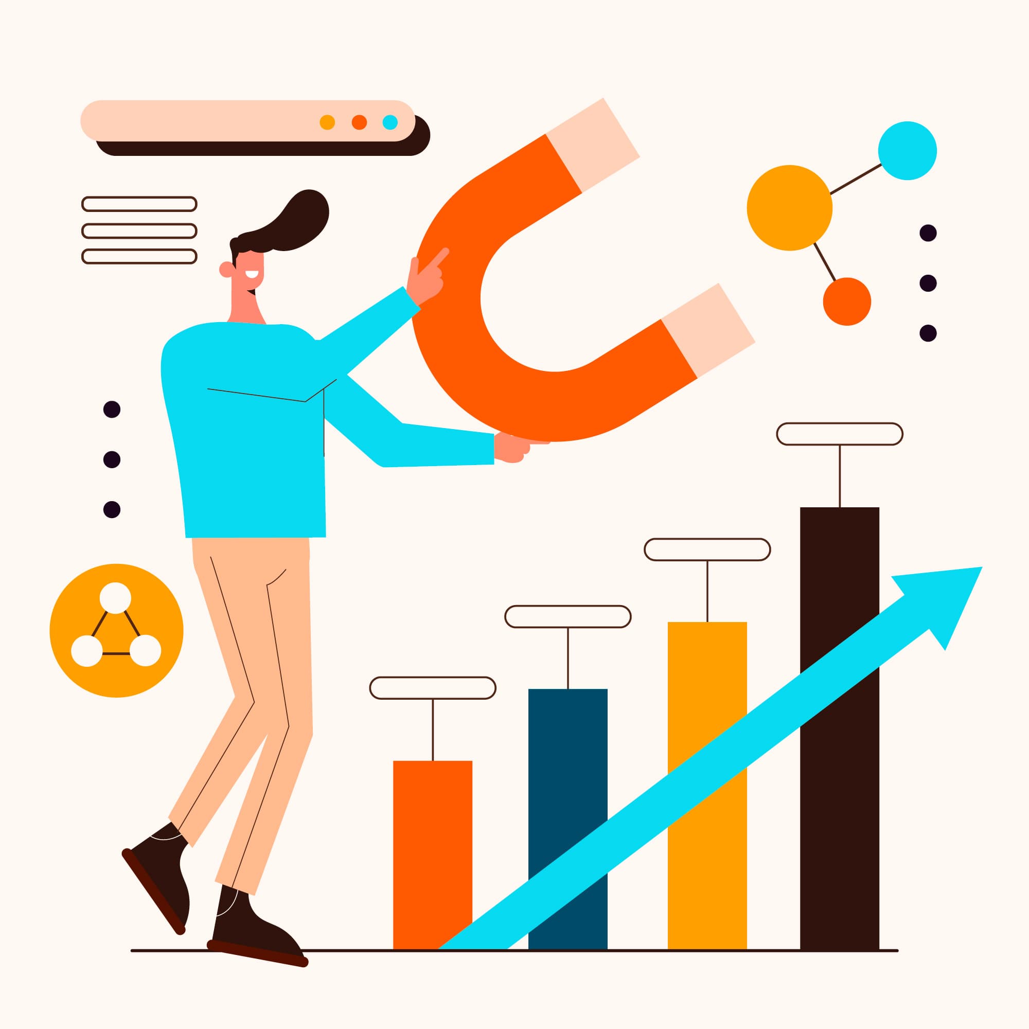 رسم بياني ثلاثي الأبعاد يوضح نمو الأرباح